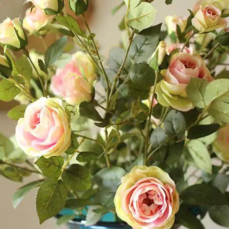 Artificial Flower Silk Rose Flower Bloom and Bud Stem in Pink 39" Tall by RusticReach