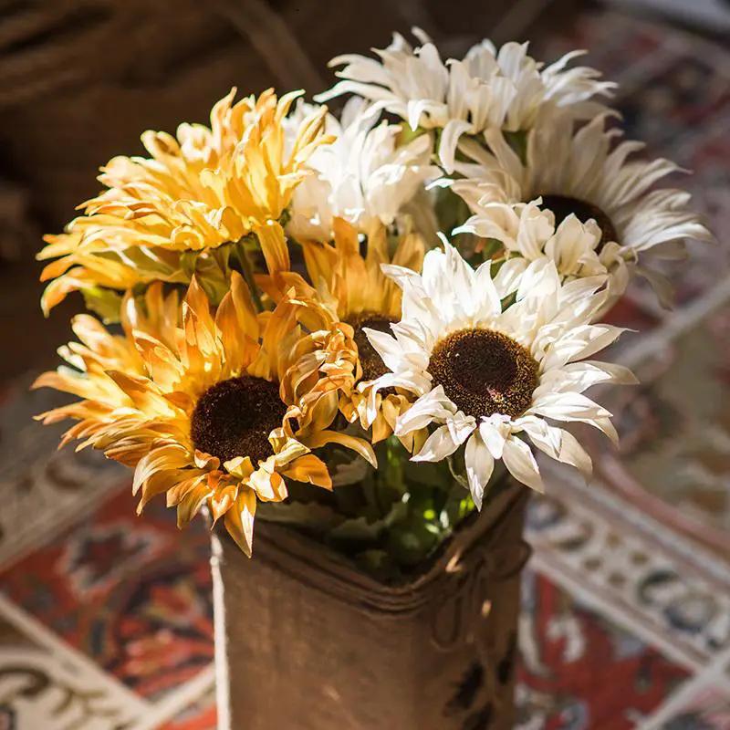 Faux Silk Artificial Flower Van Gogh Sunflower Bunch 21" Tall by RusticReach