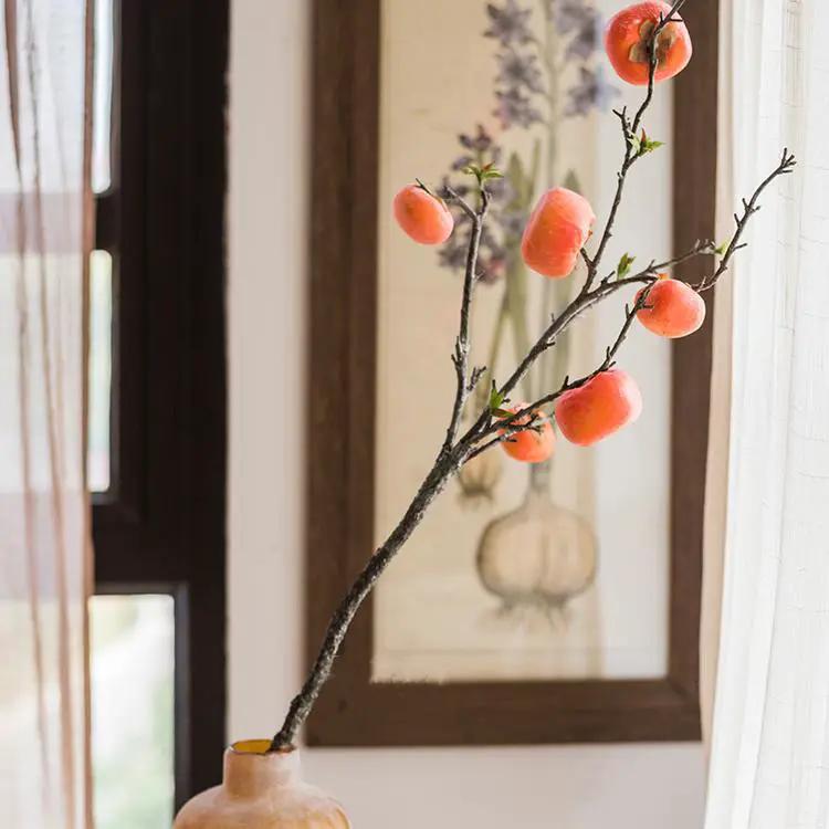 Artificial Fruit Persimmon Fruit Stem 43" Tall by RusticReach