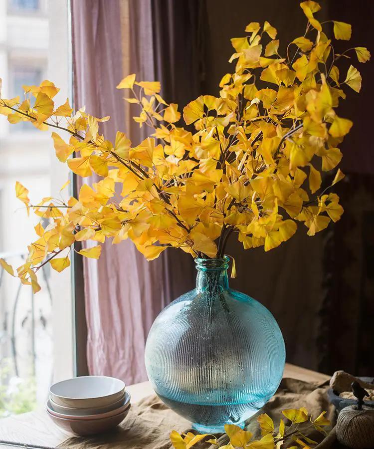 Artificial Ginkgo Stem in Yellow 37" Tall Faux by RusticReach