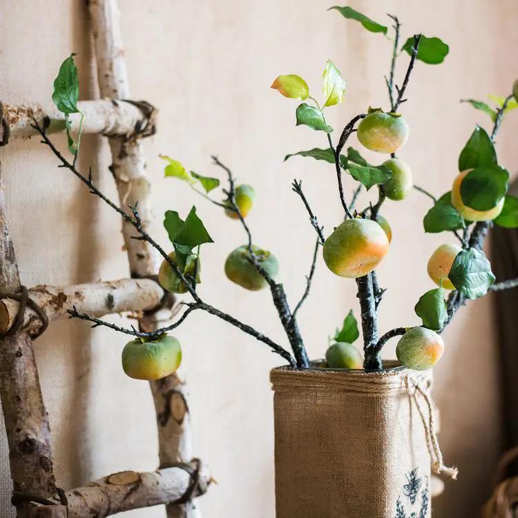 Artificial Green Persimmon Fruit Stem 31" Tall by RusticReach