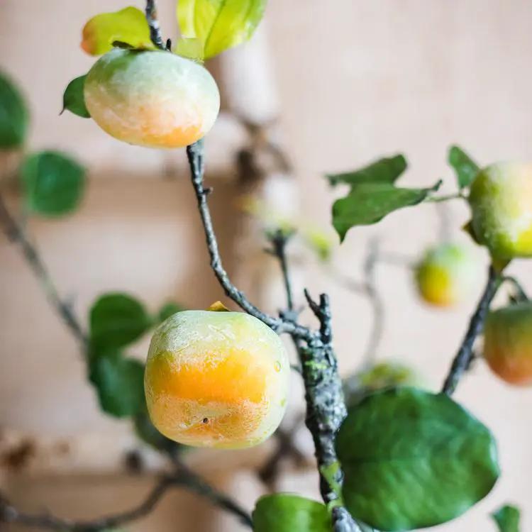 Artificial Green Persimmon Fruit Stem 31" Tall by RusticReach
