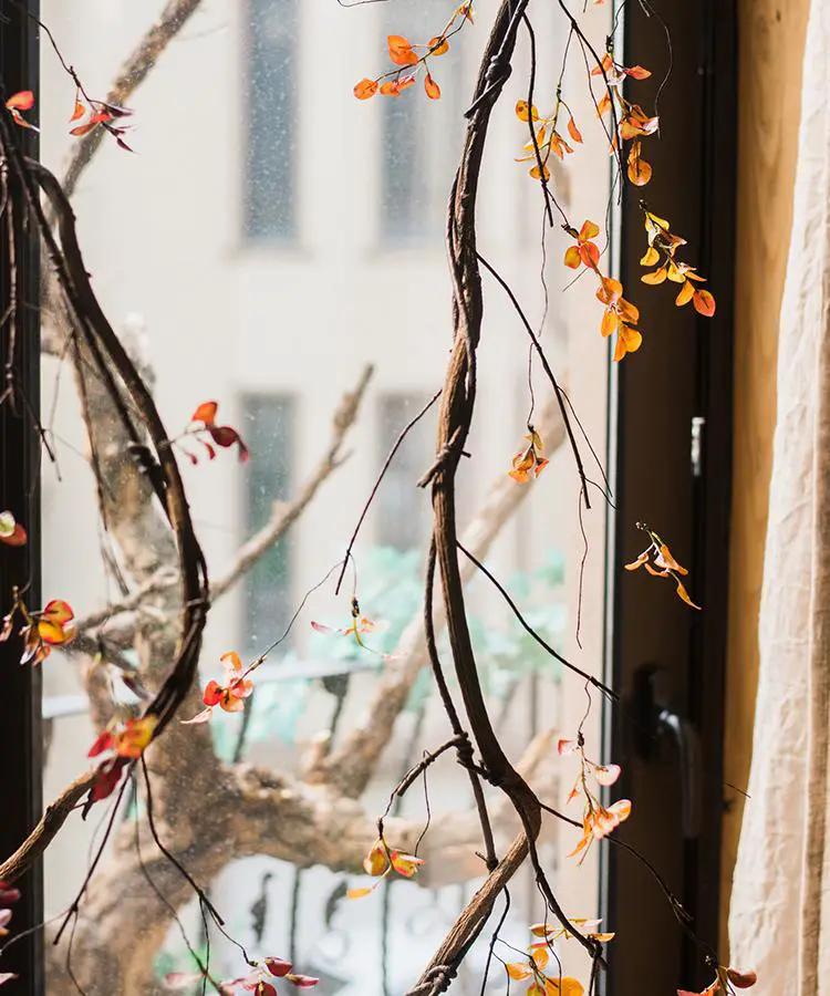 Artificial Plant Red Vine Leaf Stem Faux by RusticReach