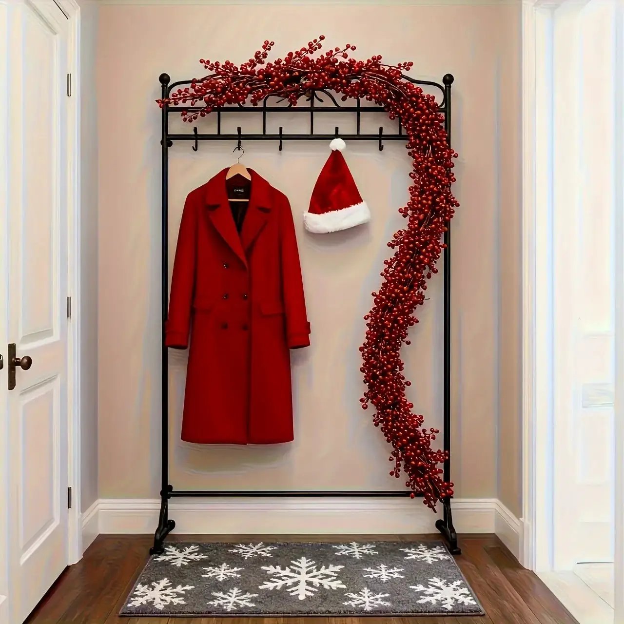 Artificial Poinsettia Garland 2-Pack Faux Holly Ivy Vine by House Of Avana