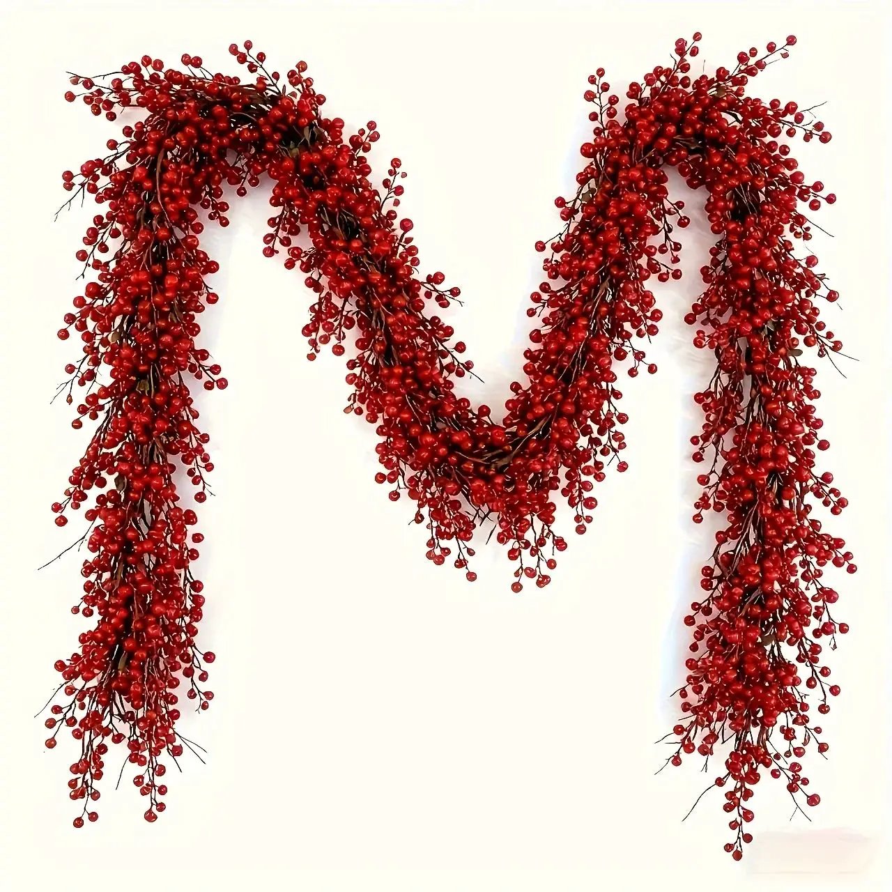 Artificial Poinsettia Garland 2-Pack Faux Holly Ivy Vine by House Of Avana