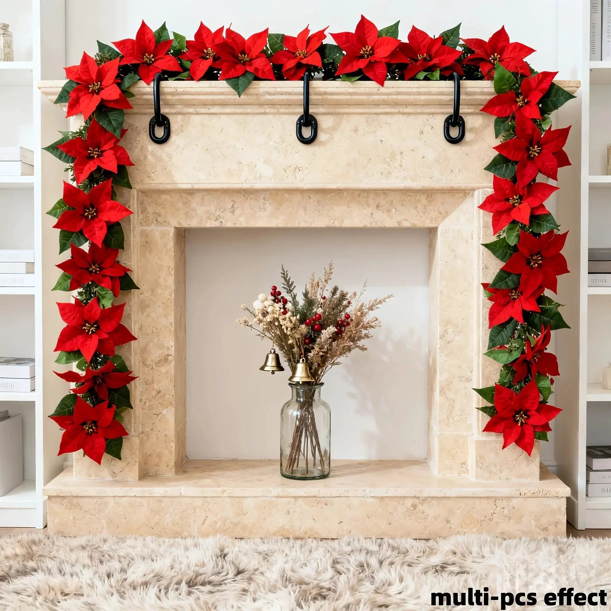 Artificial Poinsettia Vine Garland, 239.78cm Red for Indoor/Outdoor Use by House Of Avana