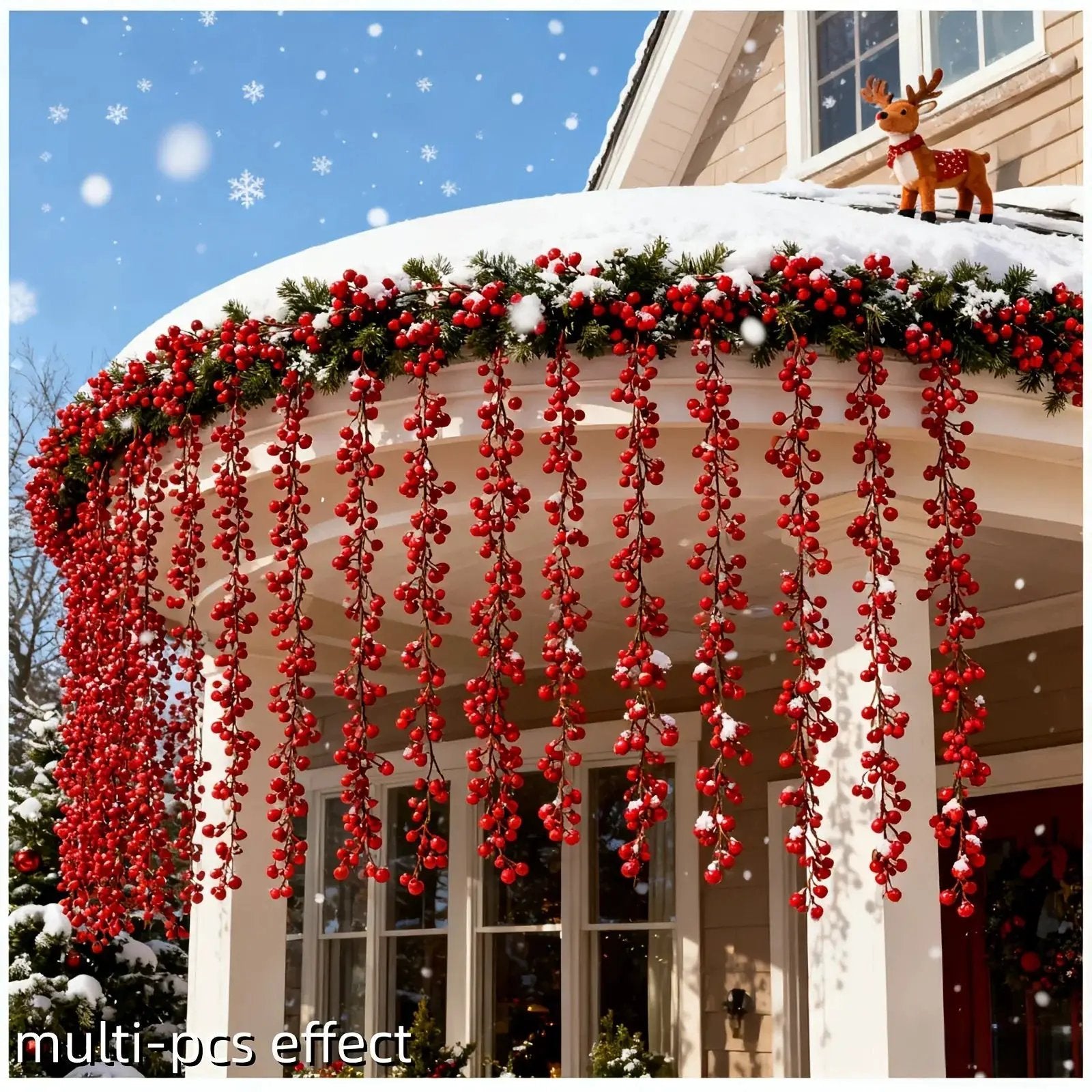 Artificial Red Berry Christmas Ivy Vine, 200cm Long with Red Berries by House Of Avana