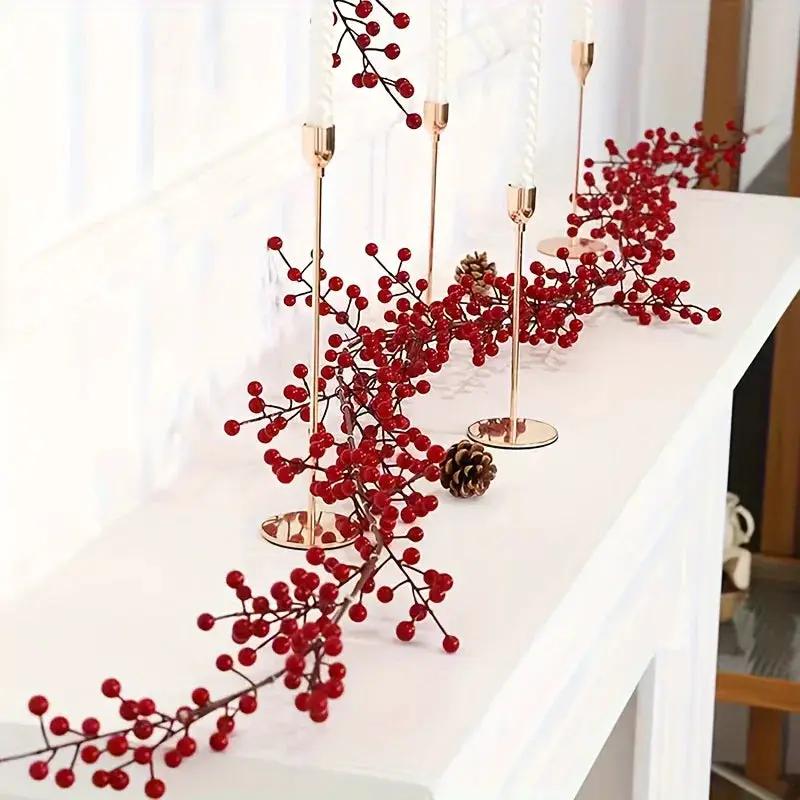 Artificial Red Berry Christmas Ivy Vine, 200cm Long with Red Berries by House Of Avana