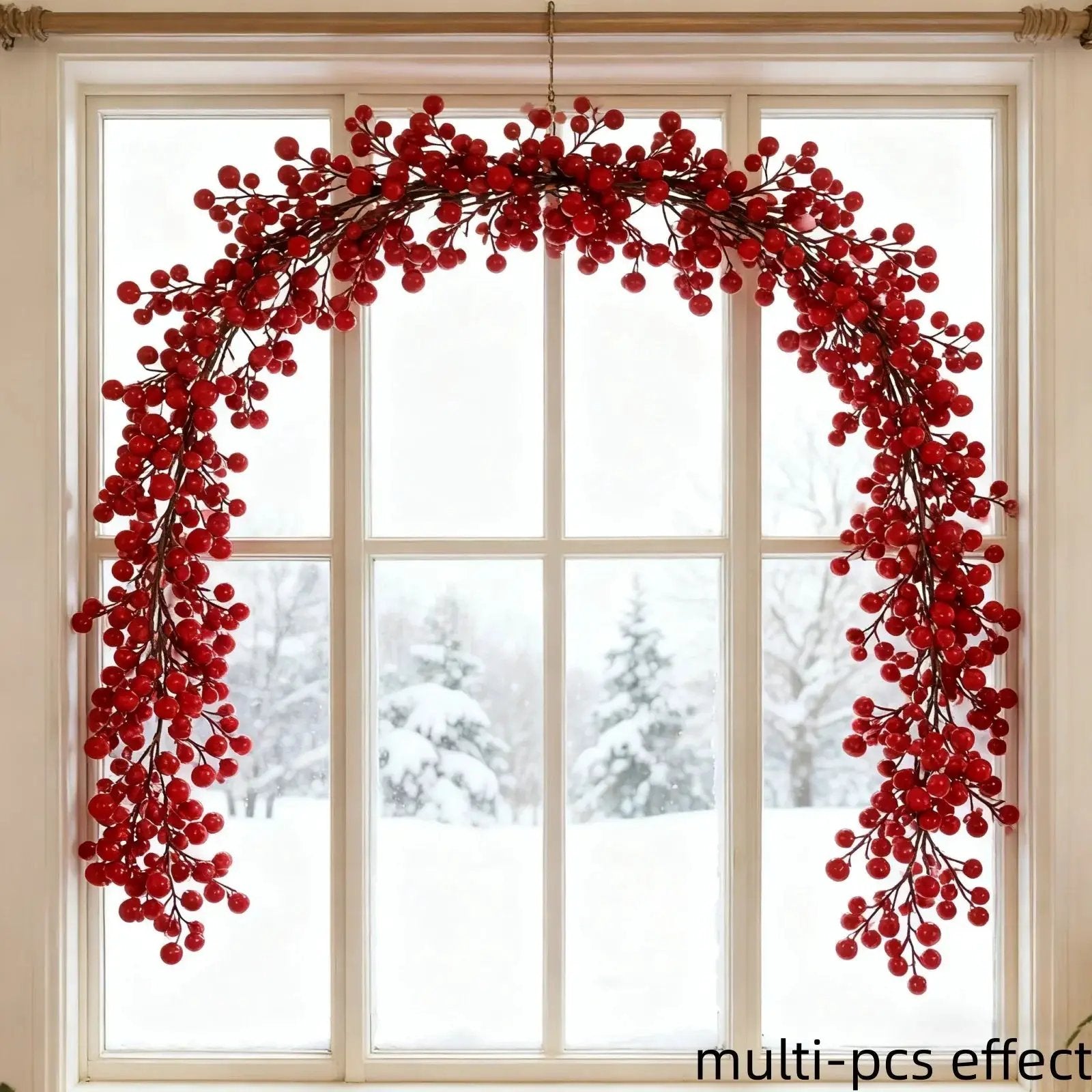 Artificial Red Berry Christmas Ivy Vine, 200cm Long with Red Berries by House Of Avana