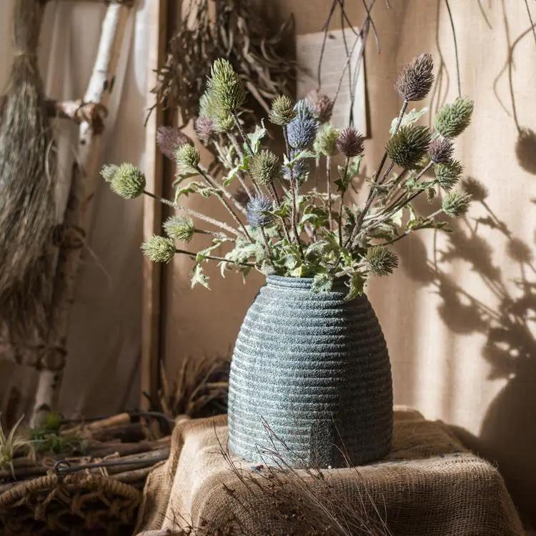 Faux Silk Artificial Thistle Flower Stem 26" Tall by RusticReach