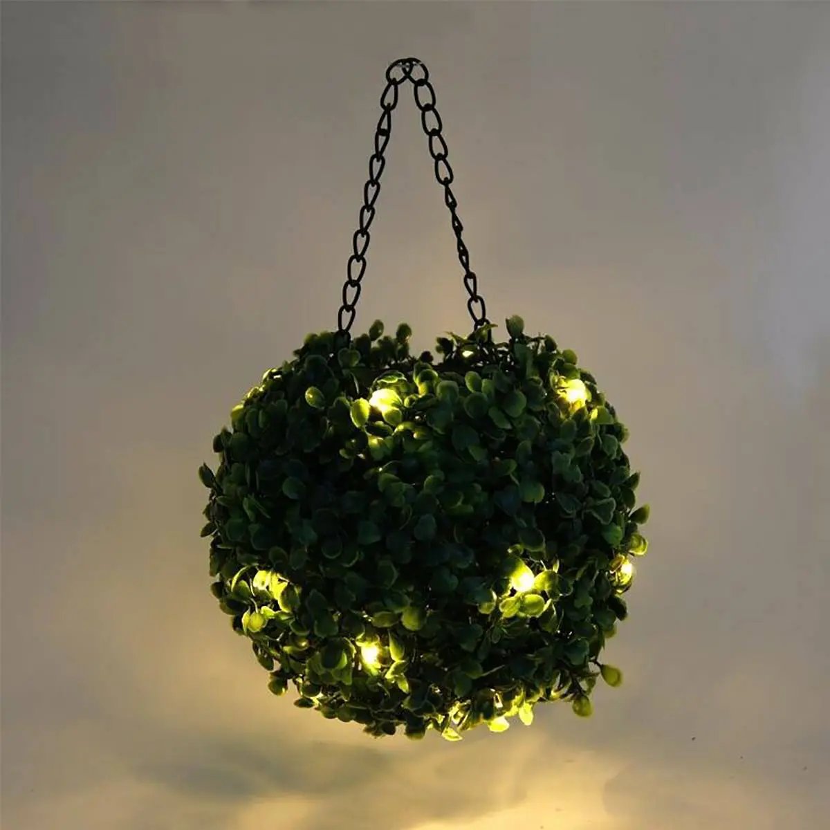 Artificial Topiary Grass Ball with Solar Lights, includes hook by Outdoor Solar Outlet