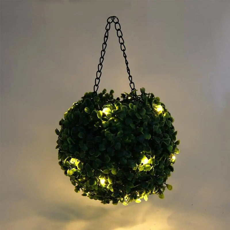 Artificial Topiary Grass Ball with Solar Lights, includes hook by Outdoor Solar Outlet