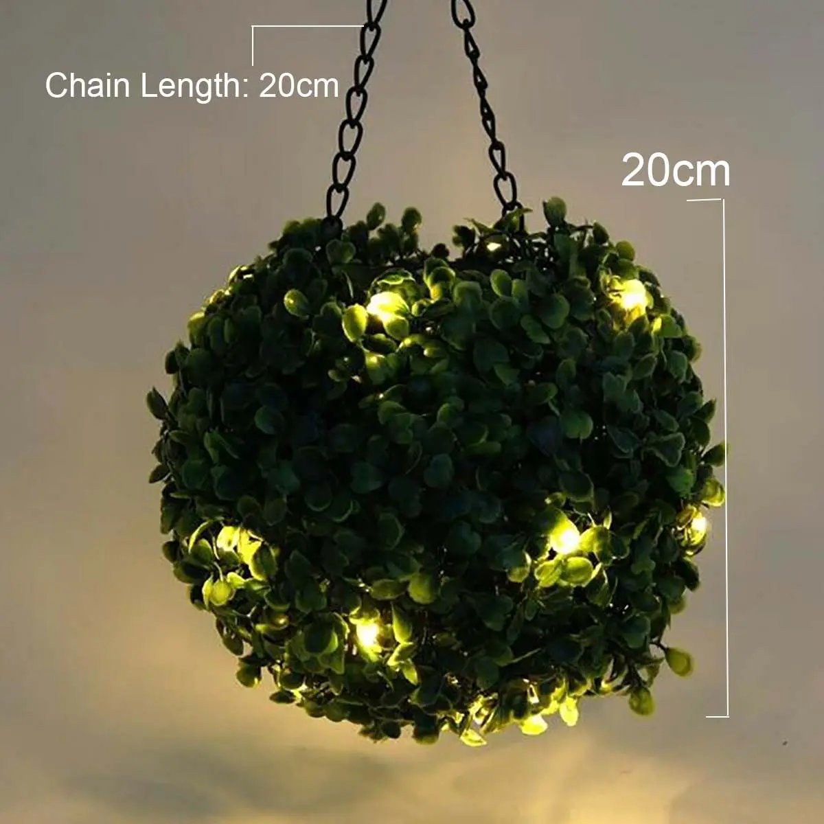 Artificial Topiary Grass Ball with Solar Lights, includes hook by Outdoor Solar Outlet