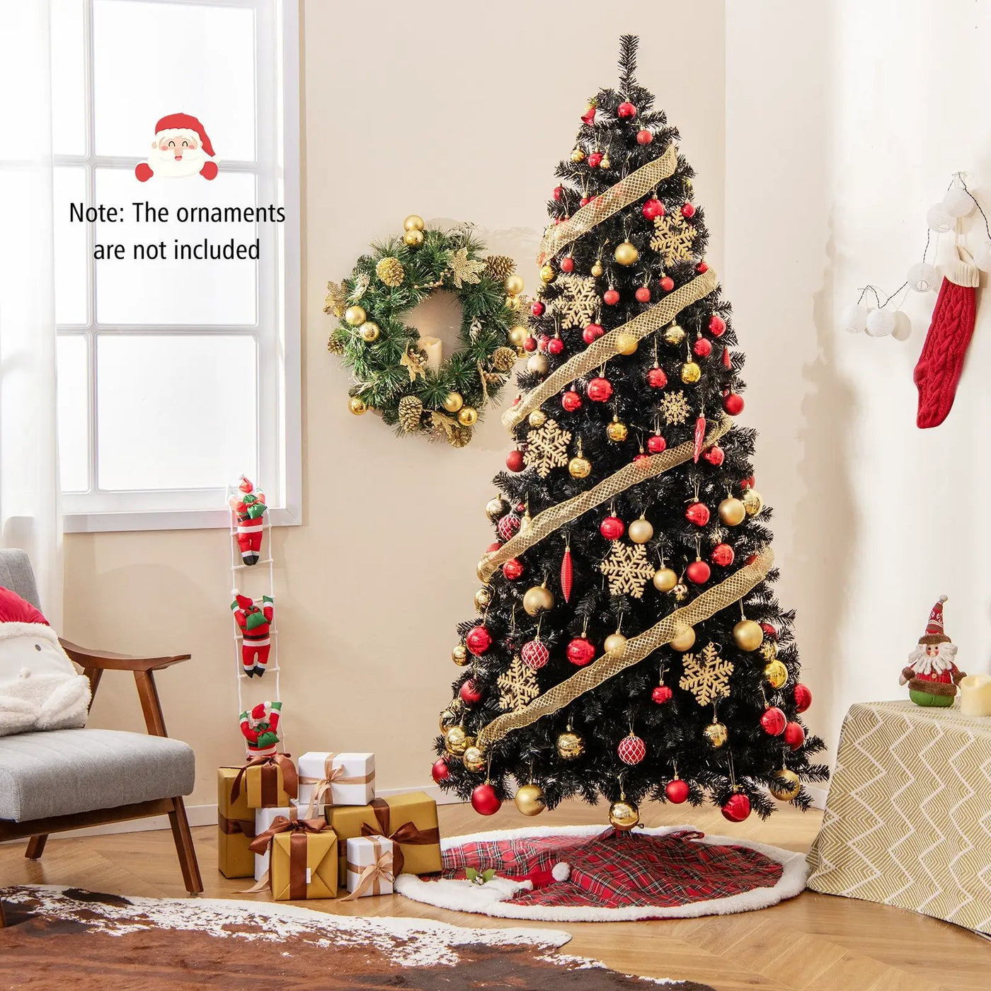 6/7 FT Artificial Christmas Tree with Bendable Top Section and Warm Light by DirectDeals