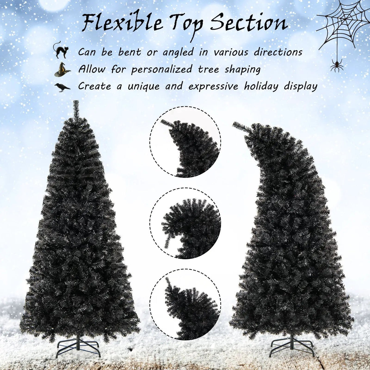 6/7 FT Artificial Christmas Tree with Bendable Top Section and Warm Light by DirectDeals