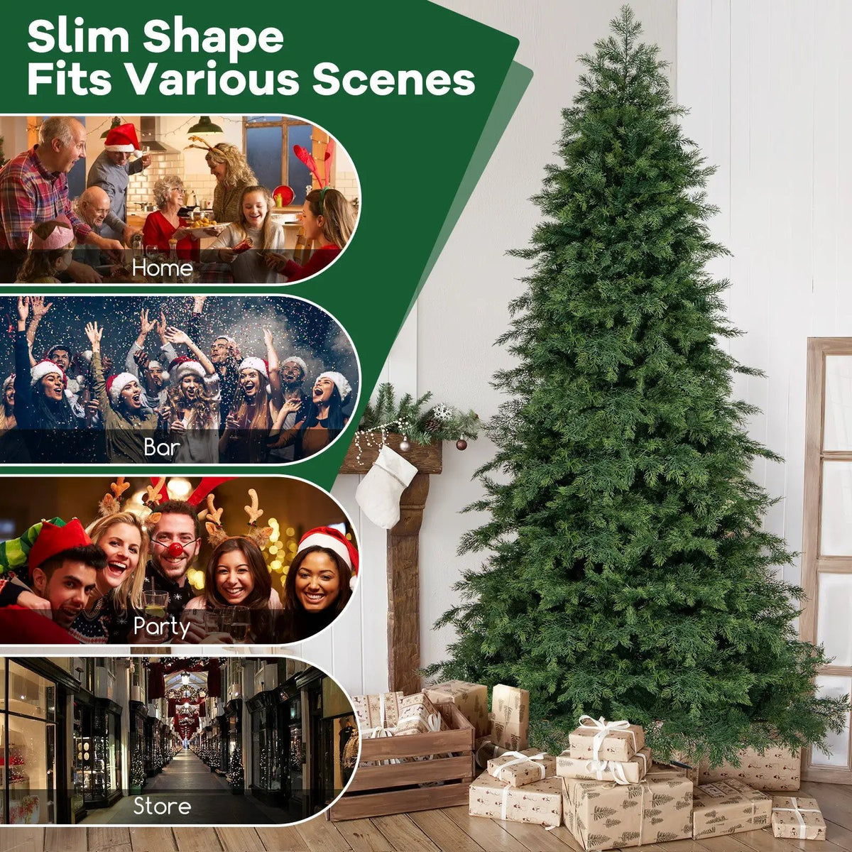 Artificial Christmas Tree Green Hinged Holiday Tree with 721/1019 Lush Branch Tips by DirectDeals