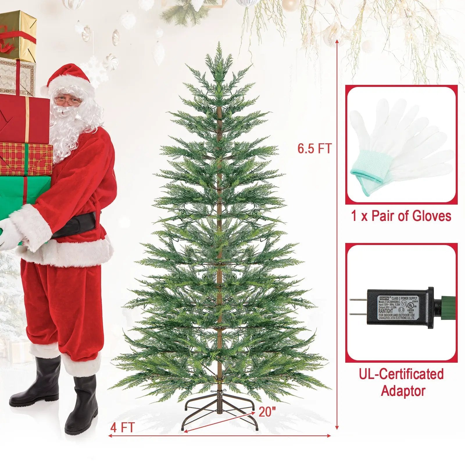 6.5 Ft Pre-Lit Artificial Cypress Christmas Tree with Timer by DirectDeals