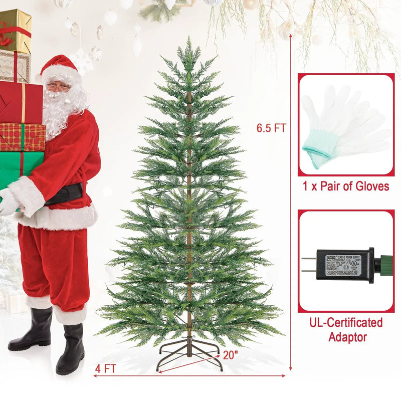 6.5 Ft Pre-Lit Artificial Cypress Christmas Tree with Timer by DirectDeals