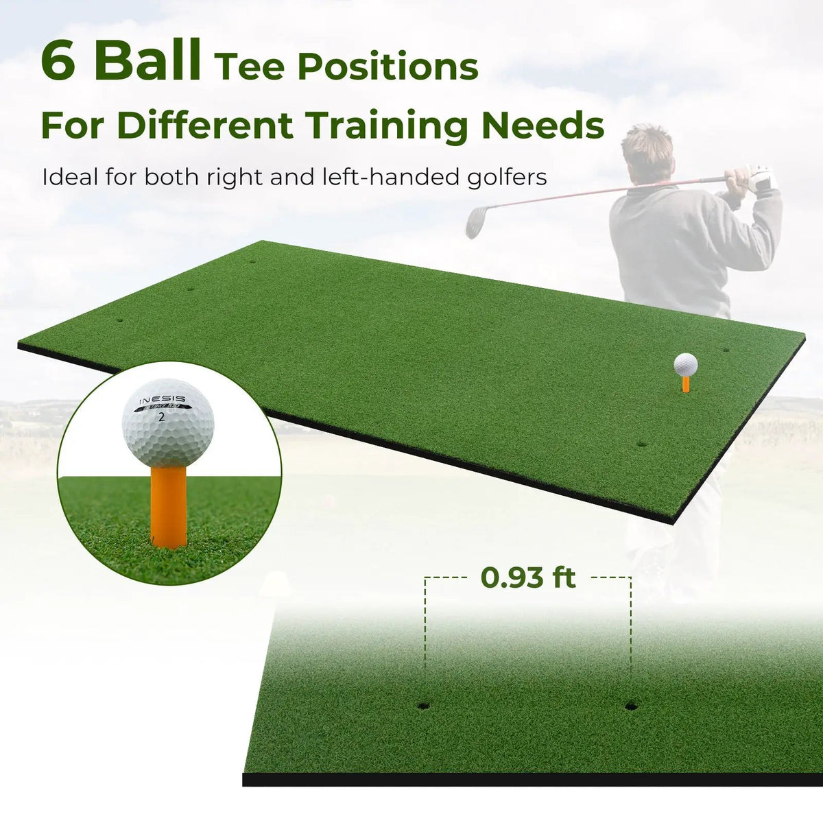 Artificial Turf Mat for Indoor and Outdoor Golf Practice Includes 2 Rubber Tees and 2 Alignment Sticks by DirectDeals
