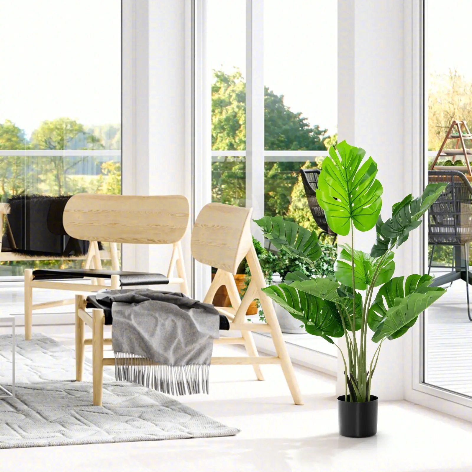 4 Feet Artificial Monstera Deliciosa Tree with 10 Leaves of Different Sizes by DirectDeals