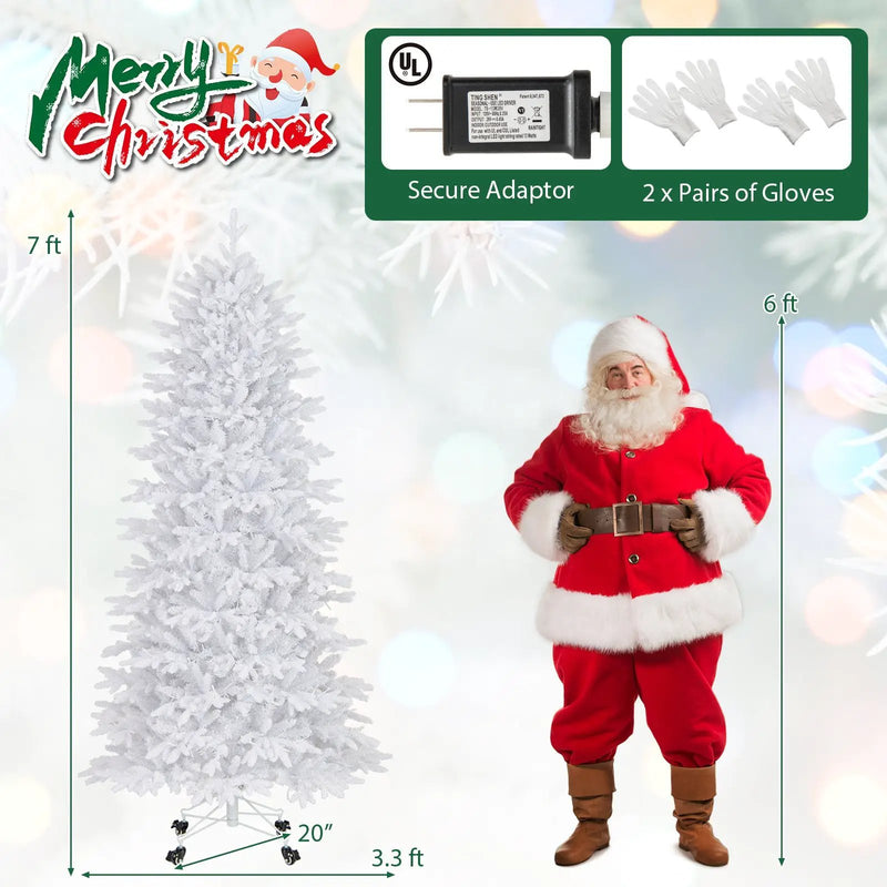 7 FT Artificial Xmas Tree with 1880 PE PVC Branch Tips for Party and Carnival by DirectDeals