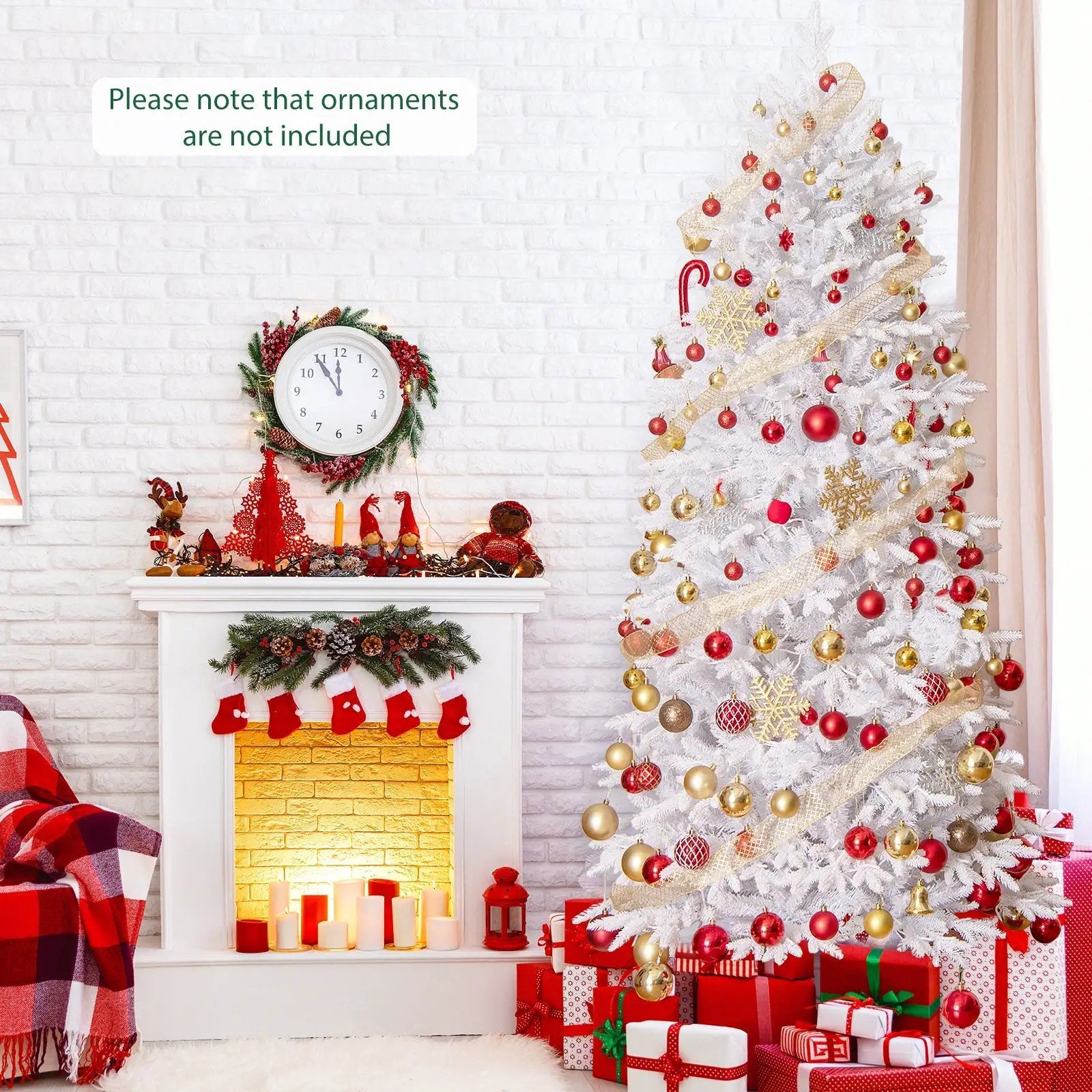 7 FT Artificial Xmas Tree with 1880 PE PVC Branch Tips for Party and Carnival by DirectDeals