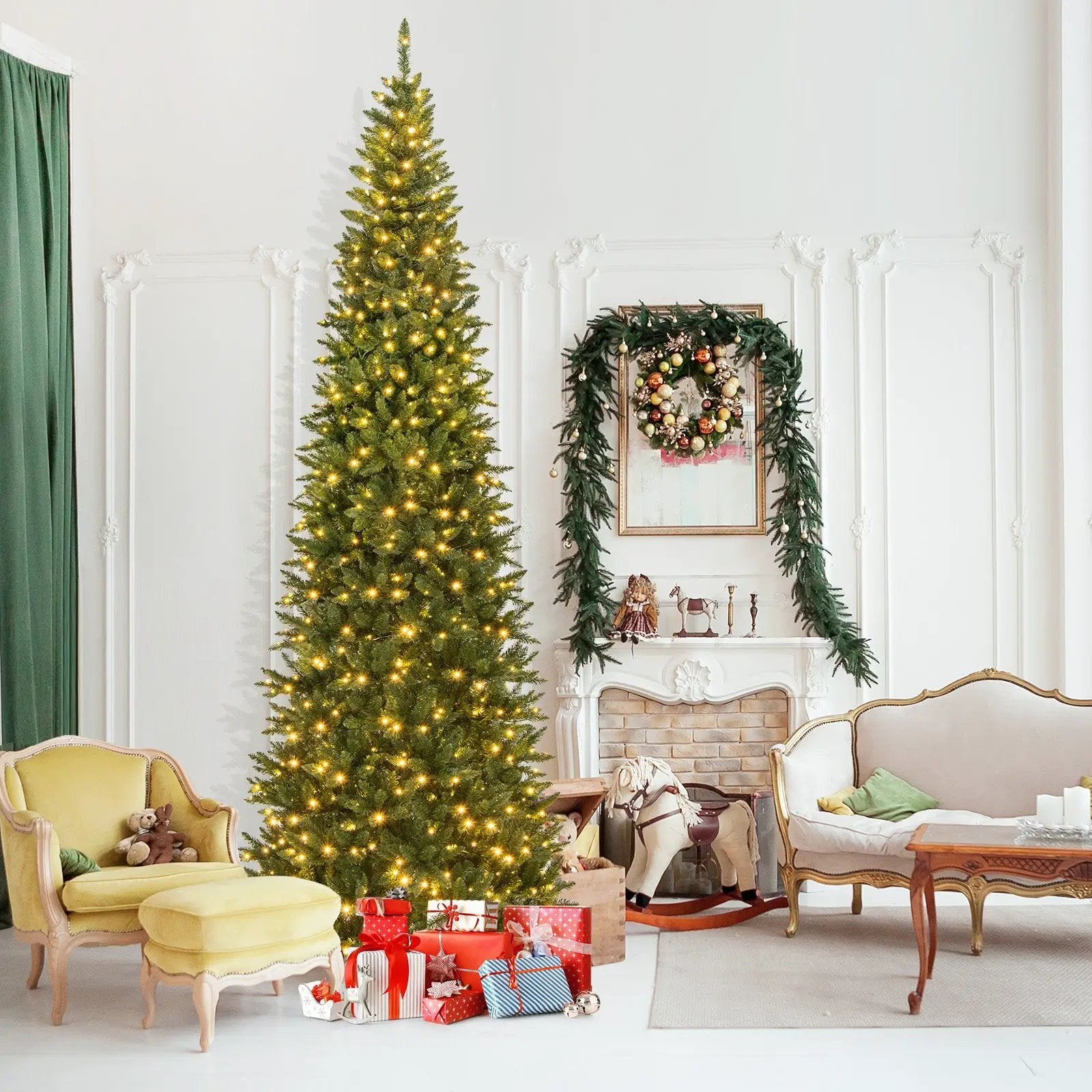12 FT Artificial Christmas Tree with 800 Warm White LED Lights for Home Party Shopping Mall by DirectDeals