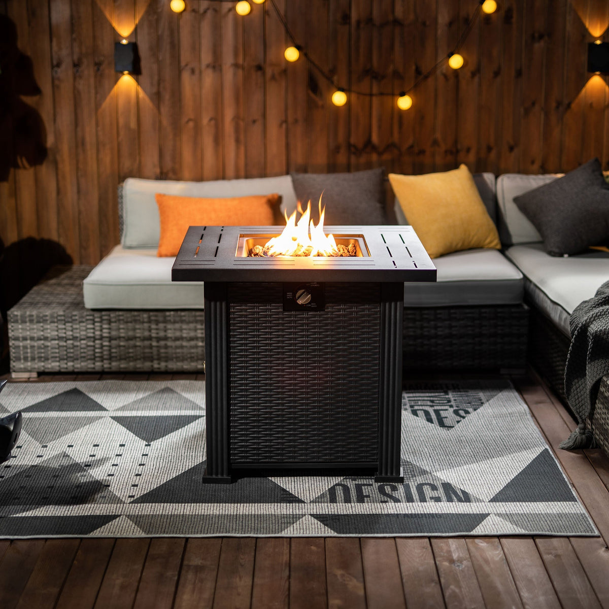 28" Propane Gas Fire Pit Table, 50000 BTU Square Steel Fire Pit, photo 10 of 13