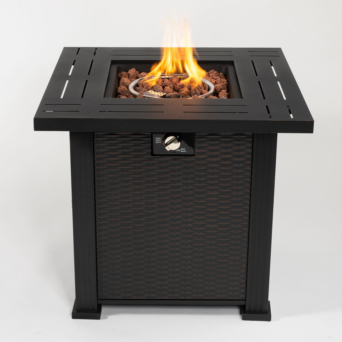 28" Propane Gas Fire Pit Table, 50000 BTU Square Steel Fire Pit, photo 4 of 13