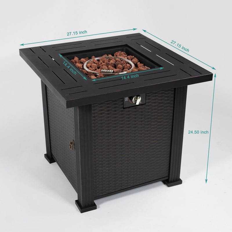28" Propane Gas Fire Pit Table, 50000 BTU Square Steel Fire Pit, photo 5 of 13