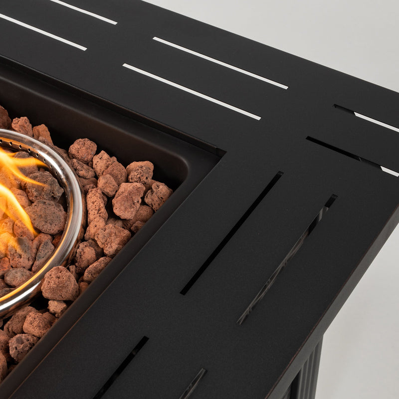 28" Propane Gas Fire Pit Table, 50000 BTU Square Steel Fire Pit, photo 9 of 13