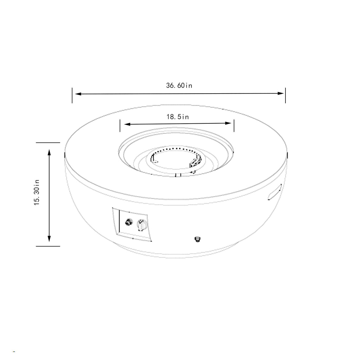 36'' Propane Gas Fire Pit Table - Grey Steel, photo 3 of 9
