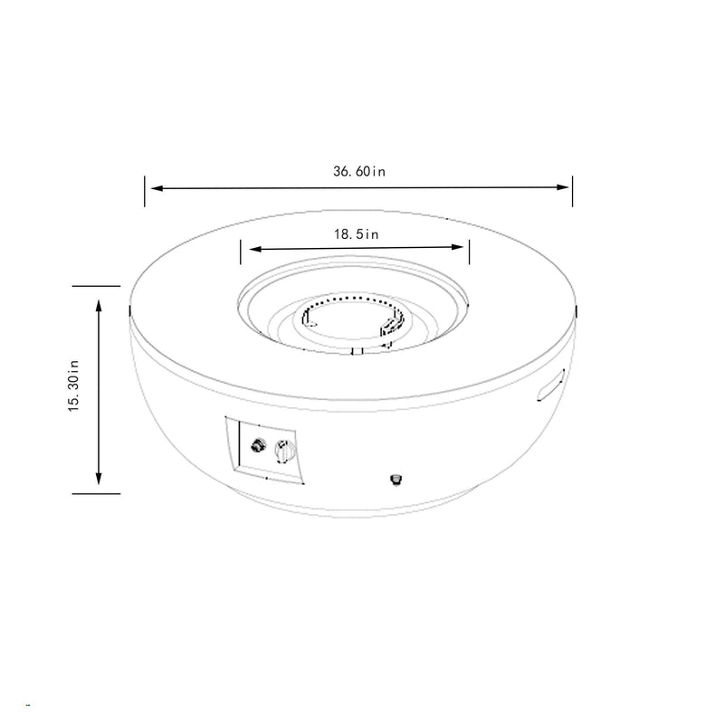 36'' Propane Gas Fire Pit Table - Grey Steel, photo 3 of 9