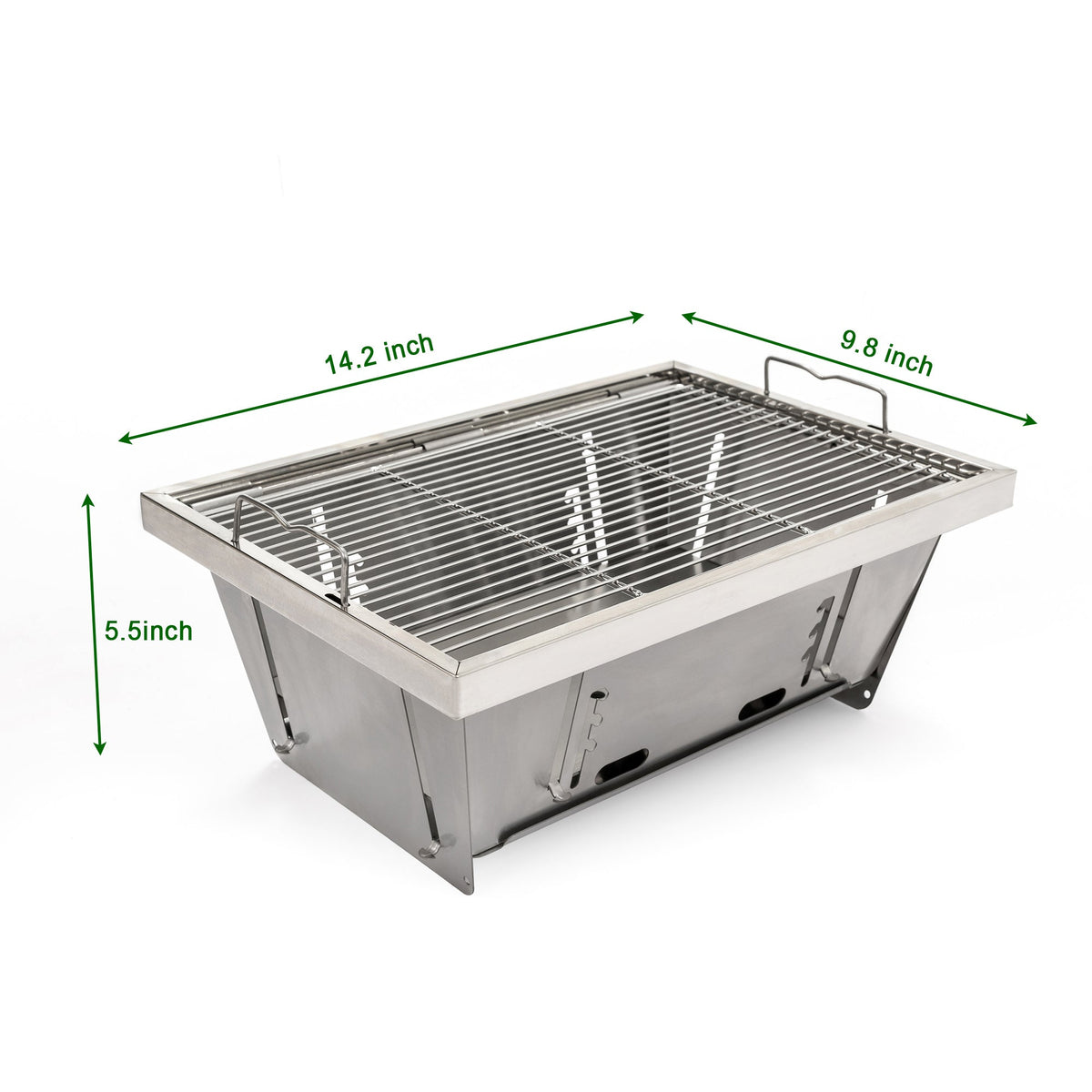 Folded Portable Charcoal BBQ Grill with Foldable Design - Stainless Steel, photo 9 of 9
