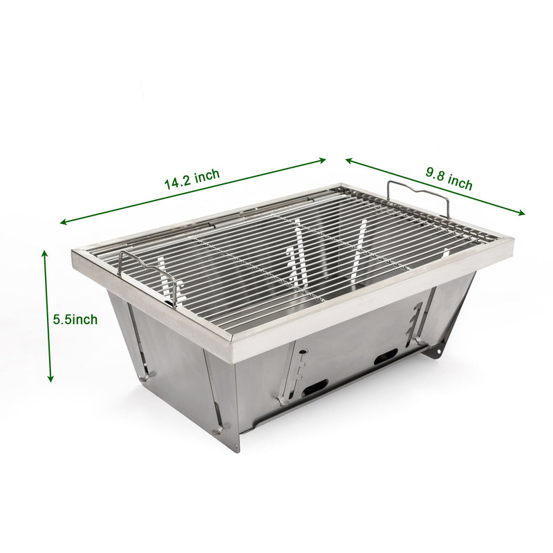 Folded Portable Charcoal BBQ Grill with Foldable Design - Stainless Steel, photo 9 of 9