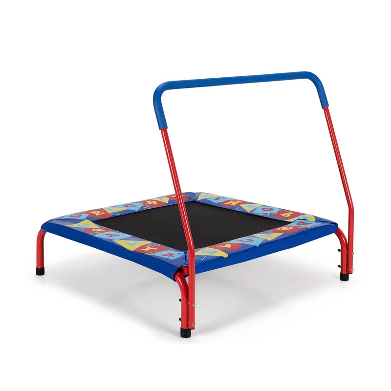 36 Inch Kids Indoor Outdoor Square Trampoline with Foamed Handrail-Blue by DirectDeals