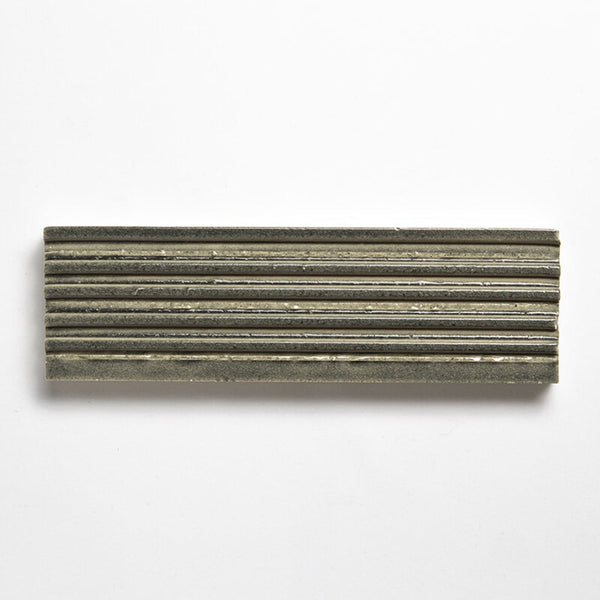 Ash Glossy Fluted Glazed Terracotta Tiles 2 1/4x7 9/16