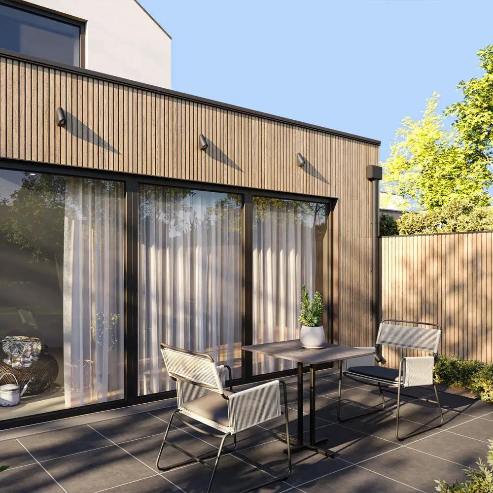 Exterior Wood-Look Composite Slat Panels by andor willow
