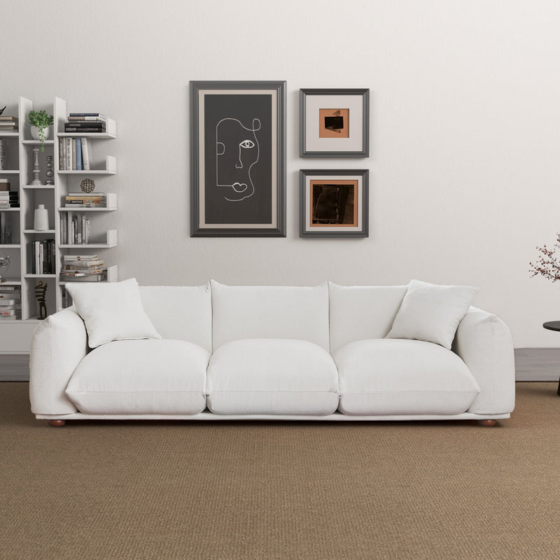 Kely Modern 100'' Cream Boucle Upholstered Sofa with Solid Wood Frame - Cream, photo 2 of 8