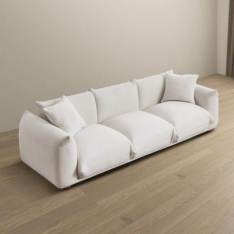 Kely Modern 100'' Cream Boucle Upholstered Sofa with Solid Wood Frame - Cream, photo 6 of 8