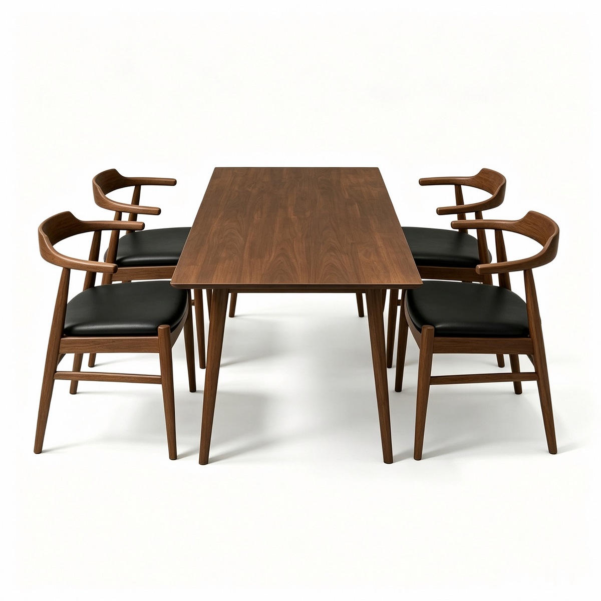 Mary Modern Style Solid Wood Rectangular Dining Kitchen Table and 4 PCS PU Leather Dining Chair, photo 2 of 7
