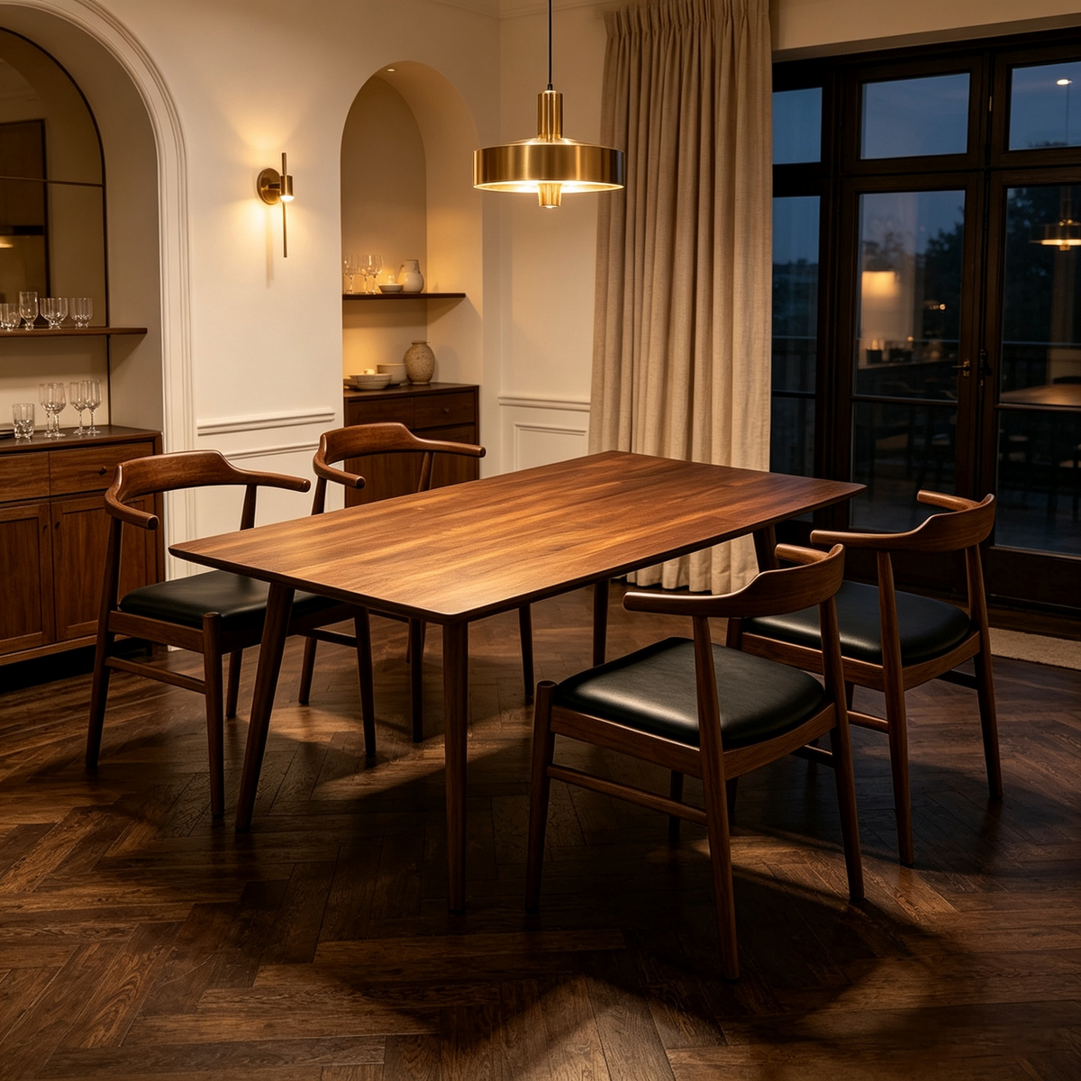 Mary Modern Style Solid Wood Rectangular Dining Kitchen Table and 4 PCS PU Leather Dining Chair, photo 7 of 7