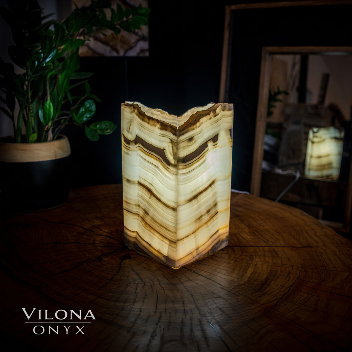 Ashen Glow Onyx Lamp (Small Square Table Lamp #7), photo 3 of 5