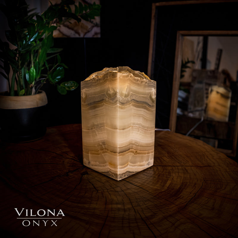 Ashen Glow Onyx Lamp (Small Square Table Lamp #7), photo 2 of 5