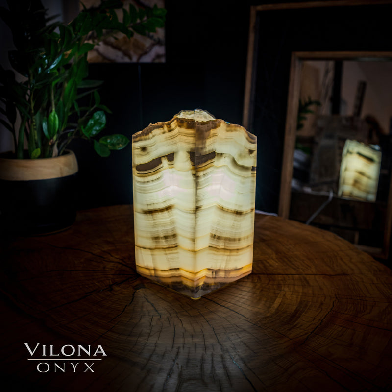 Ashen Glow Onyx Lamp (Small Square Table Lamp #7), photo 4 of 5