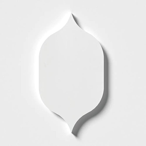 Aspen White Honed Gothic Arabesque Waterjet Marble Tiles 4 7/8x8 13/16