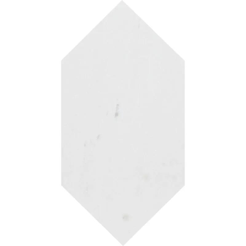 Aspen White Honed Large Picket Waterjet Marble Tiles 6x12 by Stonetiledepot