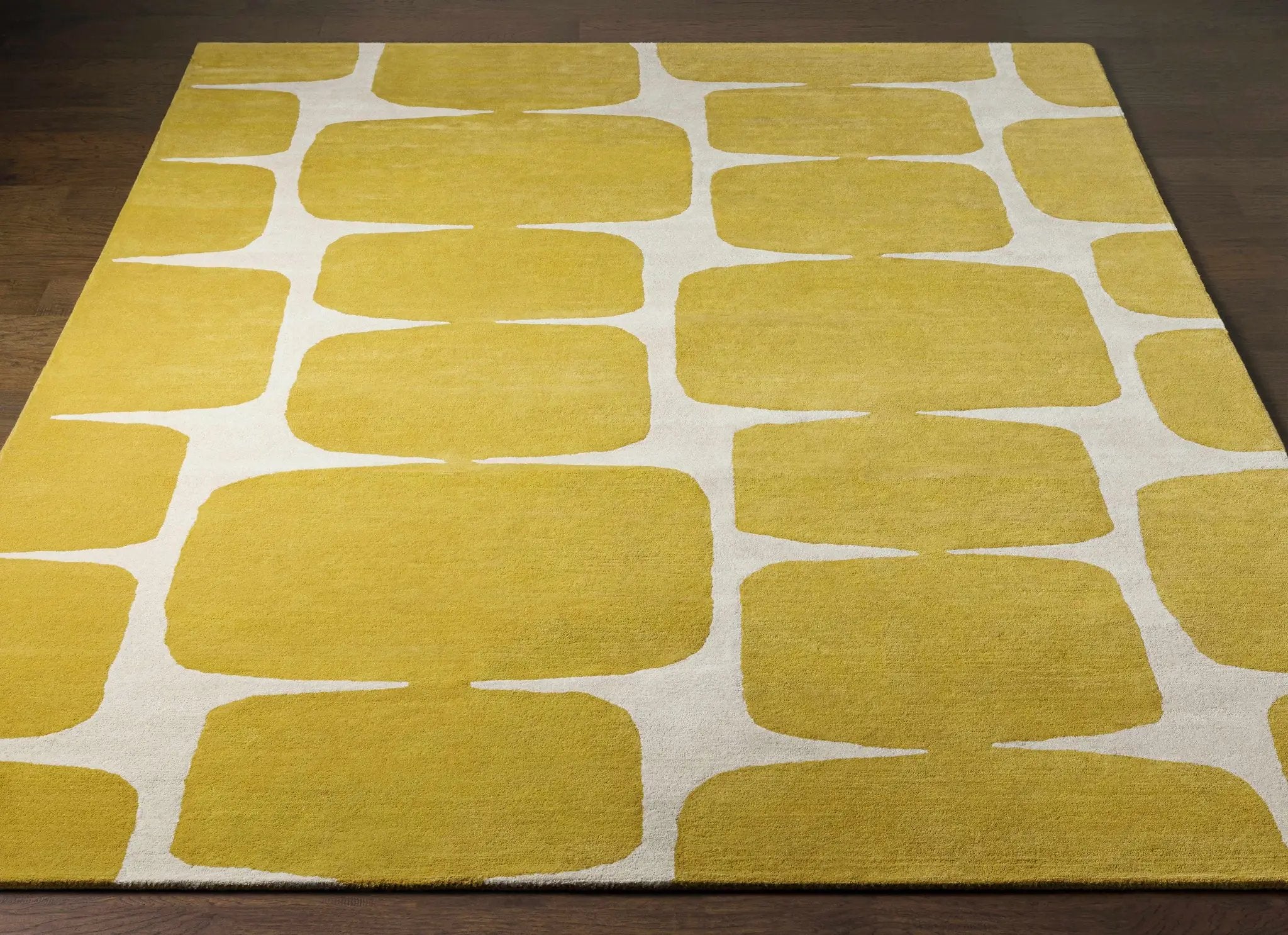 Astor Yellow Modern Wool Rug - Clearance by Boutique Rugs