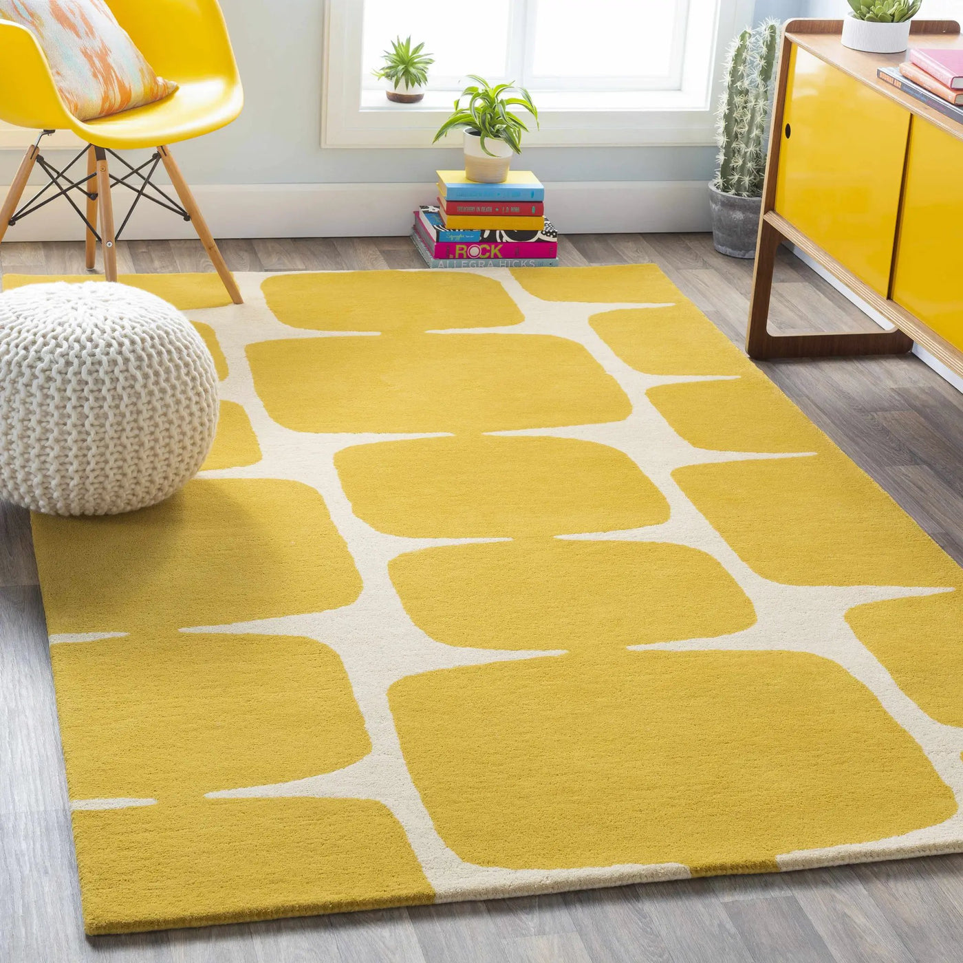 Astor Yellow Modern Wool Rug - Clearance by Boutique Rugs