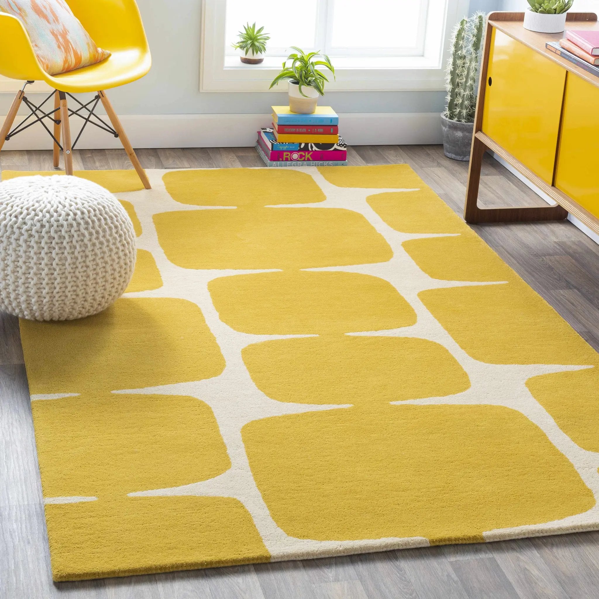 Astor Yellow Modern Wool Rug - Clearance by Boutique Rugs